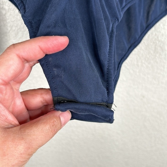 Zara Blue Front Lace Up Low Back Long Leave Bodysuit Top Size Medium - Picture 5 of 8